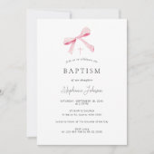 Waterverf Roze Dainty Bow Ribbon doop Kaart (Voorkant)