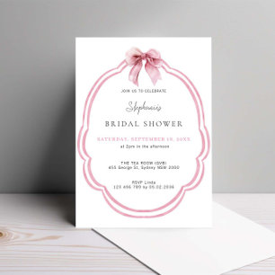 Waterverf Roze Dainty Bow Ribbon Vrijgezellenfeest Kaart
