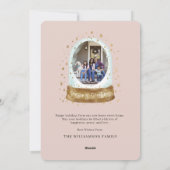 Waterverf Roze deur Sneeuw Wereldbol Nieuwe startf Feestdagenkaart (Achterkant)