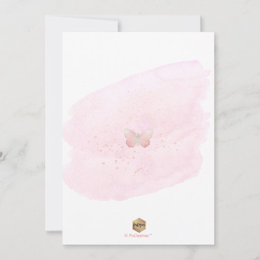 Waterverf roze diamanten buterflies kaart (Achterkant)