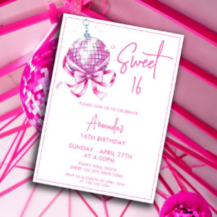 Waterverf Roze Disco Coquette Sweet 16 Verjaardag Kaart