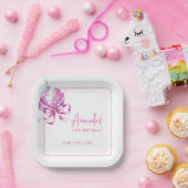 Waterverf Roze Disco Coquette Sweet 16 Verjaardag Papieren Bordje (Feest)