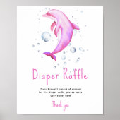 Waterverf roze dolfijn - Luier Raffle spel Poster (Voorkant)