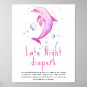Waterverf roze dolfijn - Luiers voor 's nachts Poster (Voorkant)