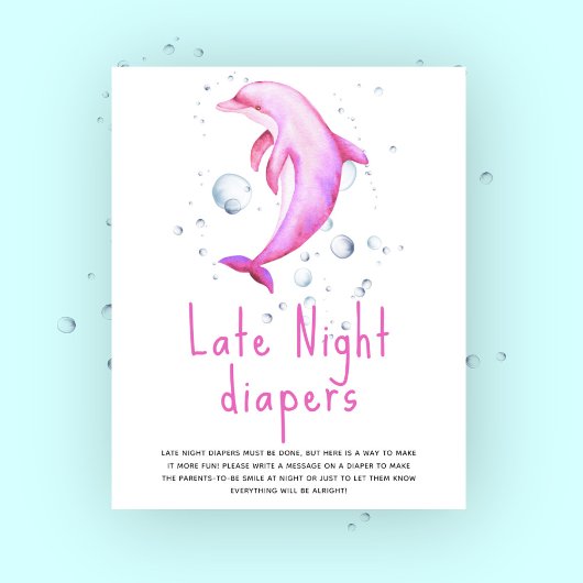 Waterverf roze dolfijn - Luiers voor 's nachts Poster