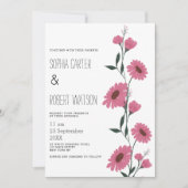 Waterverf roze donkergroene madeliefjes bloemenbru kaart (Voorkant)