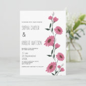 Waterverf roze donkergroene madeliefjes bloemenbru kaart (Staand voorkant)