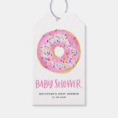 Waterverf roze donut Baby shower dank u Cadeaulabel (Voorkant)
