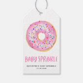 Waterverf Roze Donut Baby Sprinkle Dank u Cadeaulabel (Voorkant)