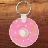 Waterverf Roze Donut Sleutelhanger (Voorkant)