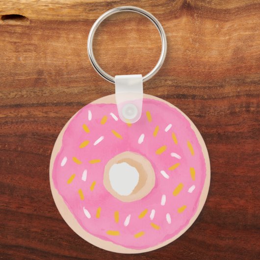 Waterverf Roze Donut Sleutelhanger (Voorkant)
