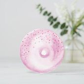 Waterverf Roze Donut Strooimix Rond Kaart (Staand voorkant)