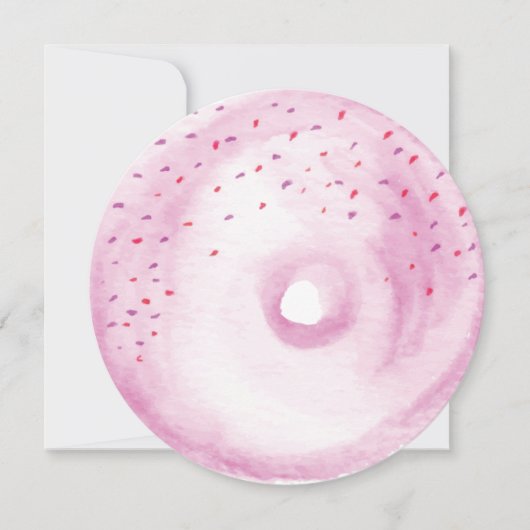 Waterverf Roze Donut Strooimix Rond Kaart (Voorkant)