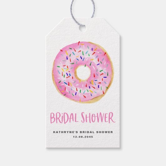 Waterverf roze donut Vrijgezellenfeest dank u Cadeaulabel (Voorkant)