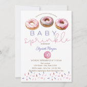 Waterverf Roze Donuts Baby Sprinkle Baby shower Kaart (Voorkant)