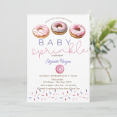 Waterverf Roze Donuts Baby Sprinkle Baby shower Kaart (Staand voorkant)