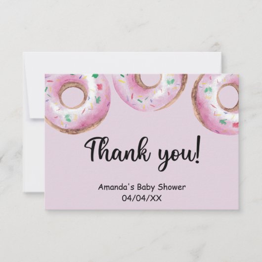 Waterverf roze donuts bedankkaart (Voorkant)
