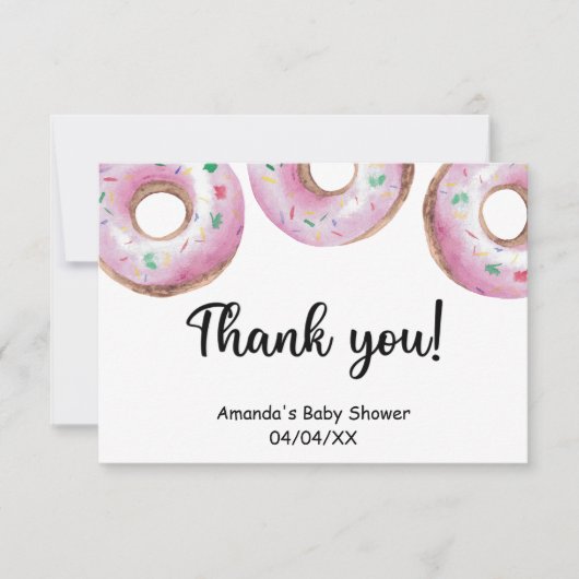 Waterverf roze donuts bedankkaart (Voorkant)