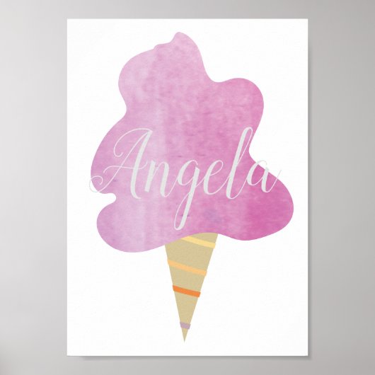 Waterverf Roze Draaikolk Suikerspin Poster (Voorkant)