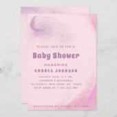 Waterverf Roze drommelig Baby shower over cloudmei Kaart (Voorkant / Achterkant)