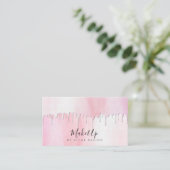 Waterverf Roze Druppels Glam Make-up Mode Visitekaartje (Staand voorkant)