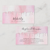 Waterverf Roze Druppels Glam Make-up Mode Visitekaartje (Voorkant / Achterkant)