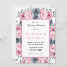 Waterverf Roze & Dusty Blue Blooms Wedding