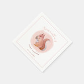 Waterverf roze eekhoorn Baby shower schattig dier Servet (Hoek)