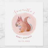 Waterverf roze eekhoorn Baby shower schattig dier Wijn Etiket (Enkel label)
