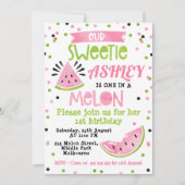 Waterverf Roze Een In Een Meloen Verjaardagsuitnod Kaart (Voorkant)