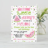 Waterverf Roze Een In Een Meloen Verjaardagsuitnod Kaart (Staand voorkant)