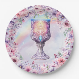 Waterverf Roze Eenhoorn en Fairy Magic Glass Papieren Bordje