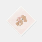 Waterverf Roze Eenvoudige Teddybeer Baby shower Servet (Hoek)