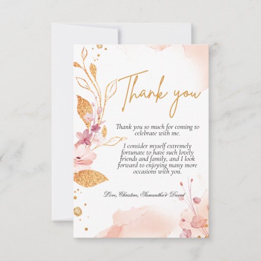 Waterverf roze eerst heilige communie bedankt kaart (Voorkant)