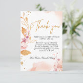 Waterverf roze eerst heilige communie bedankt kaart (Staand voorkant)