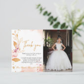 Waterverf roze eerst heilige communie bedankt kaart (Staand voorkant)