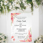 Waterverf Roze Elegant Bloemen Vrijgezellenfeest Kaart