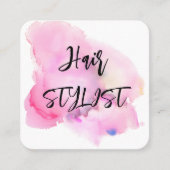 Waterverf roze elegant modern vierkante visitekaartje (Voorkant)