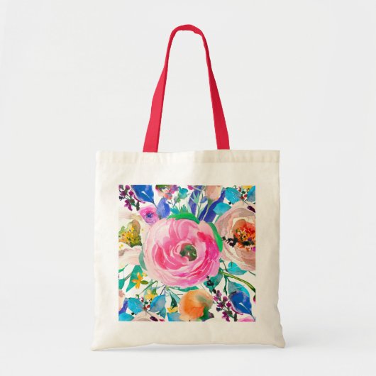 Waterverf Roze en beige Rozen Tote Bag (Voorkant)