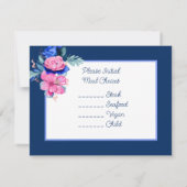 Waterverf Roze en Blauw Bloemen Bruiloft RSVP Kaart (Achterkant)