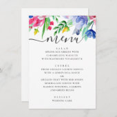 Waterverf roze en blauw bloementuin bruiloft menu (Voorkant / Achterkant)