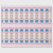 Waterverf Roze en Blauw Floral Designer Gift Wrap Cadeaupapier (Vlak)