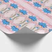 Waterverf Roze en Blauw Floral Designer Gift Wrap Cadeaupapier (Hoek)
