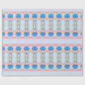 Waterverf Roze en Blauw Floral Designer Gift Wrap Cadeaupapier (Vlak)