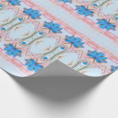 Waterverf Roze en Blauw Floral Designer Gift Wrap Cadeaupapier (Hoek)