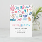 Waterverf Roze en Blauw Geïllustreerde Geslachtson Kaart (Staand voorkant)