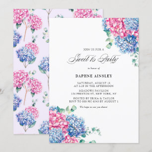 Waterverf Roze en Blauw Hydrangeas Sweet Sixteen Kaart