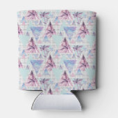 Waterverf roze en blauw palmpatroon blikjeskoeler (Achterkant)