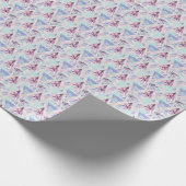 Waterverf roze en blauw palmpatroon cadeaupapier (Hoek)