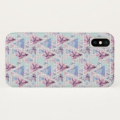 Waterverf roze en blauw palmpatroon Case-Mate iPhone case (Achterkant (horizontaal))